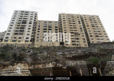 De nouvelles constructions sont constantes dans les rues de Naplouse, ville du nord de la Cisjordanie, en Palestine, le 23 décembre 2019. Situé à environ 49 km au nord de Jérusalem, administré par l'Autorité nationale palestinienne (PNA) depuis 1994 est l'une des villes palestiniennes les plus peuplées (photo de Joaquin Gomez Sastre/NurPhoto) Banque D'Images