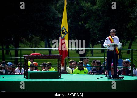 La nouvelle mairesse de Bogota, Claudia Lopez, prononce un discours lors de sa cérémonie d'inauguration à Bogota sur 1 janvier 2020. (Photo de Vanessa Gonzalez/NurPhoto) Banque D'Images