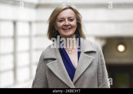 Liz Truss, secrétaire au Commerce international, arrive au 10 Downing Street, Londres, sur 8 janvier 2020. (Photo par Alberto Pezzali/NurPhoto) Banque D'Images