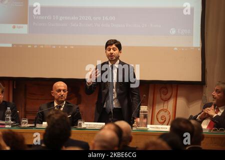 Le ministre italien de la Santé Roberto Speranza lors de la présentation du livre d'Andrea Urbani à la Sala Zuccari du Palazzo Giustiniani à Rome, sur 10 janvier 2020. (Photo par Andrea Pirri/NurPhoto) Banque D'Images