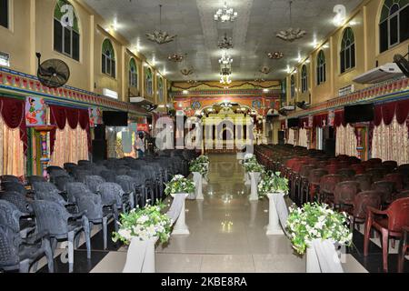 Luxueuse salle de mariage sur le terrain du Amman Kovil (temple d'Amman) à Jaffna, Sri Lanka, le 15 août 2017. (Photo de Creative Touch Imaging Ltd./NurPhoto) Banque D'Images