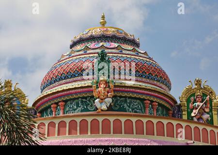 Détail d'une salle de mariage de luxe sur le terrain du Kovil d'Amman (temple d'Amman) à Jaffna, Sri Lanka, le 15 août 2017. (Photo de Creative Touch Imaging Ltd./NurPhoto) Banque D'Images