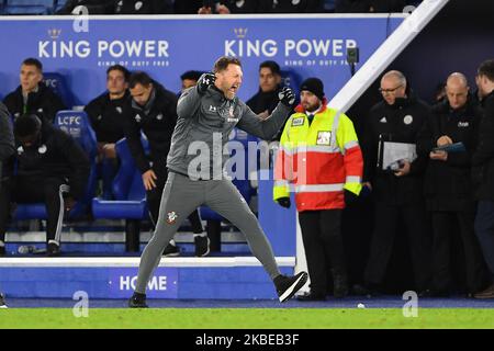 Ralph Hasenhuttl, directeur de Southampton, célèbre la victoire lors du match de la Premier League entre Leicester City et Southampton au King Power Stadium de Leicester, le samedi 11th janvier 2020. (Photo de Jon Hobley/MI News/NurPhoto) Banque D'Images