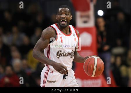 Darius Johnson-Odom pendant l'Italie Lega Panier de Serie Un match entre Grissin bon Reggio Emilia et Germani Panier Brescia à PalaBigi sur 11 janvier 2020 à Reggio Emilia, Italie. (Photo par Emmanuele Ciancaglini/NurPhoto) Banque D'Images