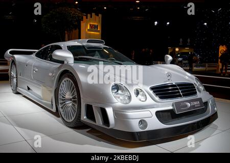 Au salon des voitures de rêve de Bruxelles 2020, la marque Mercedes-Benz expose son modèle CLK GTR coupé - 09 janvier 2020, Bruxelles (photo de Daniel Pier/NurPhoto) Banque D'Images