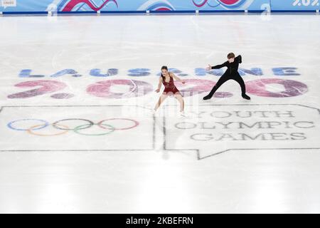 D'ALESSANDRO Natalie et WADDELL Bruce du Canada participent au patinage artistique : danse sur glace danse gratuite pendant 4 jours des Jeux Olympiques de la Jeunesse d'hiver Lausanne 2020 à l'aréna de patinage à Lausanne, Suisse, sur 13 janvier 2020. (Photo par Dominika Zarzycka/NurPhoto) Banque D'Images