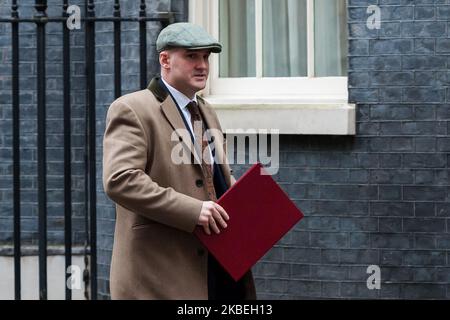 Le ministre d'État (ministre de la Northern Powerhouse et de la croissance locale) Jake Berry quitte le 10 Downing Street dans le centre de Londres après avoir assisté à une réunion du Cabinet le 14 janvier 2020 à Londres, en Angleterre. (Photo de Wiktor Szymanowicz/NurPhoto) Banque D'Images