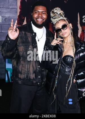 HOLLYWOOD, LOS ANGELES, CALIFORNIE, États-Unis - JANVIER 14 : Khalid et Quint arrivent à la première de Columbia Pictures de Los Angeles 'Bad Boys for Life' tenue au TCL Chinese Theatre IMAX on 14 janvier 2020 à Hollywood, Los Angeles, Californie, États-Unis. (Photo par Xavier Collin/image Press Agency/NurPhoto) Banque D'Images