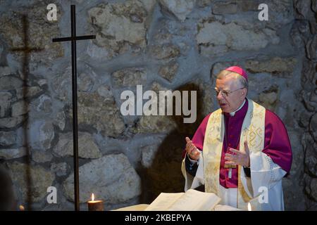 Archevêque de Cracovie, Marek Jedraszewski, vu pendant un service religieux, une partie des célébrations de Cracovie du 23rd jour du judaïsme dans l'Église catholique. Vendredi, 17 janvier 2020, à Cracovie, en Pologne. (Photo par Artur Widak/NurPhoto) Banque D'Images