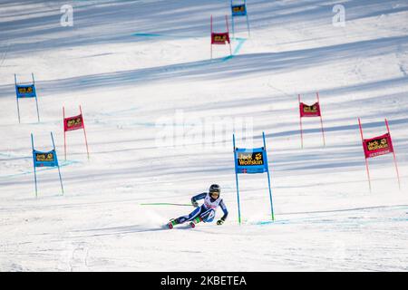 Alice Robinson, de l'équipe de ski de Nouvelle-Zélande, participe à la compétition de slalom géant féminin de la coupe du monde de ski alpin Audi FIS sur 18 janvier 2020 à Sestriere en Italie. (Photo de Mauro Ujetto/NurPhoto) Banque D'Images