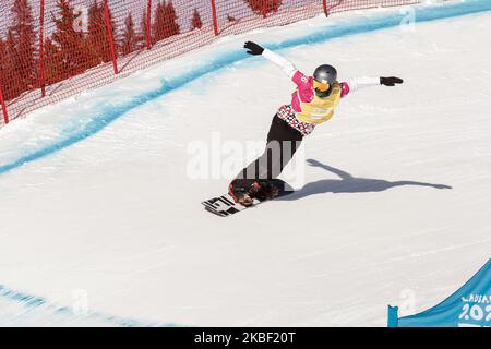 SMERAK Matous, de République tchèque, participe à la qualification croisée hommes-snowboard le 11. Journée des Jeux Olympiques de la Jeunesse d'hiver Lausanne 2020 à Villars Winter Park, Suisse sur 20 janvier 2020. (Photo par Dominika Zarzycka/NurPhoto) Banque D'Images