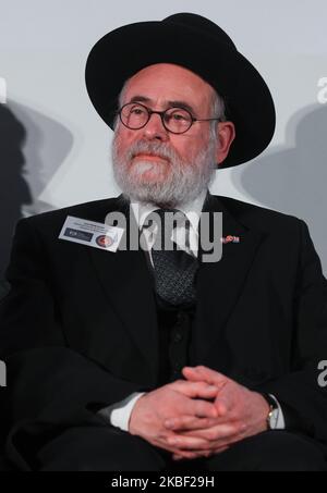 Le chef Rabbi Binyomin Jacobs des pays-Bas à l'ouverture de la journée de "Delegation to Auschwitz" , un événement et une conférence de deux jours à Cracovie-Auschwitz. Le jour d'ouverture, les membres de l'EJA et les parlementaires de l'UE invités ont abordé la nécessité de l'éducation à l'Holocauste en Europe comme une priorité absolue. Sur 20 janvier 2020, à Cracovie, en Pologne. (Photo par Artur Widak/NurPhoto) Banque D'Images