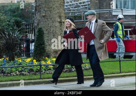 Le ministre d'État au logement Esther McVey (L) et le ministre d'État (ministre de la Northern Powerhouse et de la croissance locale) Jake Berry (R) assistent à une réunion hebdomadaire du Cabinet à Downing Street, dans le centre de Londres, le 21 janvier 2020, à Londres, en Angleterre. (Photo de Wiktor Szymanowicz/NurPhoto) Banque D'Images