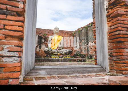 Magnifique paysage à Wat Lokayasutharam, Ayutthaya, Thaïlande. Un site d'Ayutthaya, site classé au patrimoine mondial de l'UNESCO. Banque D'Images