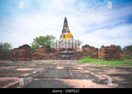 Magnifique paysage à Wat Lokayasutharam, Ayutthaya, Thaïlande. Un site d'Ayutthaya, site classé au patrimoine mondial de l'UNESCO. Banque D'Images