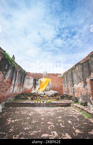 Magnifique paysage à Wat Lokayasutharam, Ayutthaya, Thaïlande. Un site d'Ayutthaya, site classé au patrimoine mondial de l'UNESCO. Banque D'Images