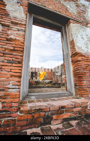 Magnifique paysage à Wat Lokayasutharam, Ayutthaya, Thaïlande. Un site d'Ayutthaya, site classé au patrimoine mondial de l'UNESCO. Banque D'Images