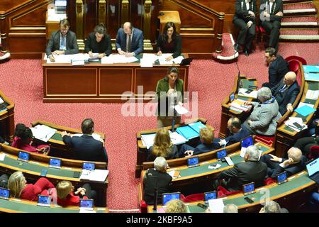 La ministre française de la Santé et de la solidarité, Agnes Buzyn, participe à une séance de questions au gouvernement au Sénat sur le 22 janvier 2020 à Paris, en France. (Photo de Daniel Pier/NurPhoto) Banque D'Images