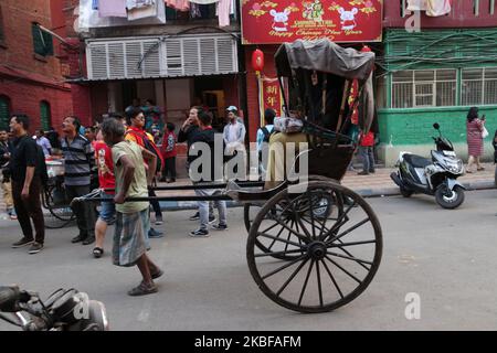 La communauté chinoise de l'Inde a célébré le nouvel an lunaire avec la danse traditionnelle du lion à 25 janvier 2020 à Kolkata, Inde (photo de Debajyoti Chakraborty/NurPhoto) Banque D'Images