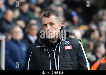 Gary Rowett, directeur de Millwall, regarde pendant le match de la quatrième ronde de la FA Cup entre Millwall et Sheffield Unis au Den on 25 janvier 2020 à Londres, en Angleterre. (Photo par MI News/NurPhoto) Banque D'Images