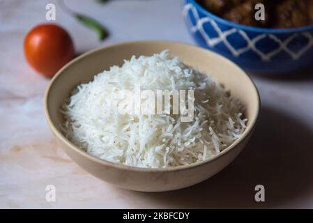 Repas indien riz vapeur Banque D'Images