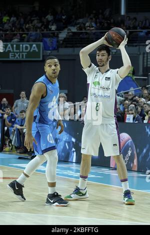 Daro Brizuela d'Unicaja pendant la Ligue espagnole, Liga ACB, match de basket-ball, saison régulière, joué entre Movistar Estudiantes et Unicaja au Centre Wizink sur 26 janvier 2020 à Madrid, Espagne. (Photo par Oscar Gonzalez/NurPhoto) Banque D'Images