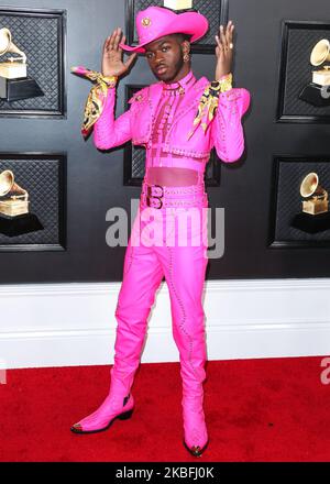 LOS ANGELES, CALIFORNIE, États-Unis - JANVIER 26 : Lil NAS X arrive aux GRAMMY Awards 62nd annuels qui se tiennent au Staples Center sur 26 janvier 2020 à Los Angeles, Californie, États-Unis. (Photo par Xavier Collin/image Press Agency/NurPhoto) Banque D'Images