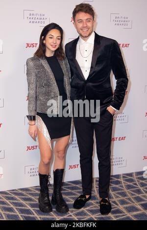 Anne-Sophie Flury, Roman Kemp participe à la cinquième édition annuelle des British Takeaway Awards, en association avec Just Eat à l'hôtel Savoy 27 janvier 2020 à Londres, en Angleterre. (Photo de Robin Pope/NurPhoto) Banque D'Images