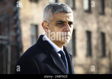 Le maire de Londres, Sadiq Khan, participe à l'anniversaire de la libération du camp de concentration et d'extermination de KL Auschwitz-Birkenau en 75th. Sur 27 janvier 2020 à Oswiecim, Pologne. (Photo de Beata Zawrzel/NurPhoto) Banque D'Images