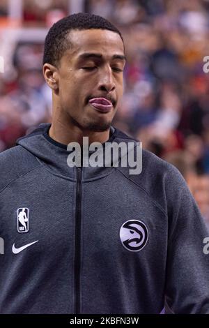 John Collins #20 des faucons d'Atlanta avant les rapaces de Toronto contre les faucons d'Atlanta partie de la saison régulière de la NBA à l'aréna de la Banque Scotia sur 28 janvier 2020 à Toronto, Canada. Toronto Raptors a gagné 130-114. (Photo par Anatoliy Cherkasov/NurPhoto) Banque D'Images