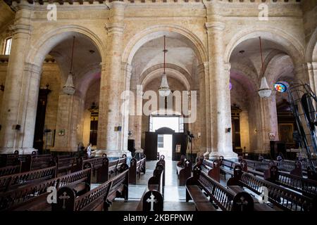 Vue sur la Catedral de San Cristóbal de la Habana à la Havane, Cuba, sur 16 janvier 2020. La ville attire chaque année des milions de touristes. La vieille Havane (Habana Vieja) est déclarée site du patrimoine mondial de l'UNESCO. (Photo de Manuel Romano/NurPhoto) Banque D'Images