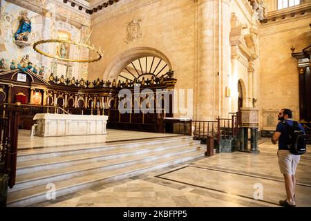 Vue sur la Catedral de San Cristóbal de la Habana à la Havane, Cuba, sur 16 janvier 2020. La ville attire chaque année des milions de touristes. La vieille Havane (Habana Vieja) est déclarée site du patrimoine mondial de l'UNESCO. (Photo de Manuel Romano/NurPhoto) Banque D'Images