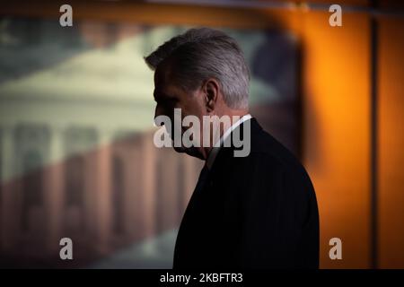 Kevin McCarthy (R-CA), chef de la minorité parlementaire américaine, tient son briefing hebdomadaire au Capitole des États-Unis à Washington, en 30 janvier 2020. (Photo par Aurora Samperio/NurPhoto) Banque D'Images