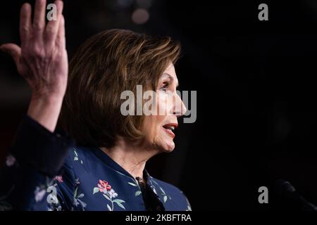 Nancy Pelosi, Présidente DE la Chambre DES REPRÉSENTANTS DES ÉTATS-UNIS, tient sa conférence de presse hebdomadaire au Capitole, à Washington, 30 janvier 2020. (Photo par Aurora Samperio/NurPhoto) Banque D'Images