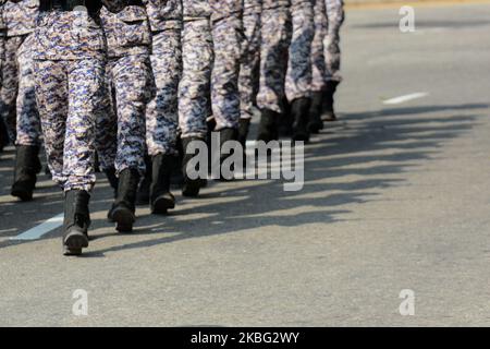 Personnel militaire sri-lankais lors d'une séance de répétition complète de la tenue vestimentaire le 72nd jour de célébration de l'indépendance à Colombo.Fevrier.02,2020 (photo par Akila Jayawardana/NurPhoto) Banque D'Images