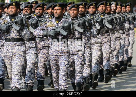 Personnel militaire sri-lankais lors d'une séance de répétition complète de la tenue vestimentaire le 72nd jour de célébration de l'indépendance à Colombo.Fevrier.02,2020 (photo par Akila Jayawardana/NurPhoto) Banque D'Images