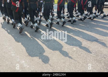 Personnel militaire sri-lankais lors d'une séance de répétition complète de la tenue vestimentaire le 72nd jour de célébration de l'indépendance à Colombo.Fevrier.02,2020 (photo par Akila Jayawardana/NurPhoto) Banque D'Images