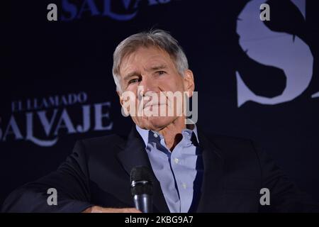 L'acteur américain Harrison Ford parle lors de la conférence de presse Call of the Wild au four Season Hotel on 5 février 2020 à Mexico (Mexique) (photo d'Eyepix/NurPhoto) Banque D'Images