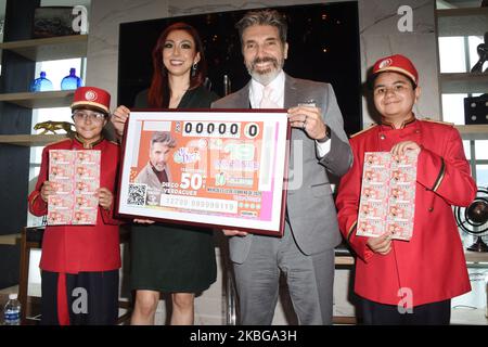 MEXICO, MEXIQUE - FÉVRIER 5 : participation de la chanteuse Argentine Diego Verdaguer au lancement du billet de la dix Loterie n° 257 de la Loterie nationale d'assistance publique à l'occasion du 50th anniversaire de la trajectoire de Diego Verdaguer au Vintory Club sur 5 février, 2020 à Mexico, Mexique (photo d'Eyepix/NurPhoto) Banque D'Images