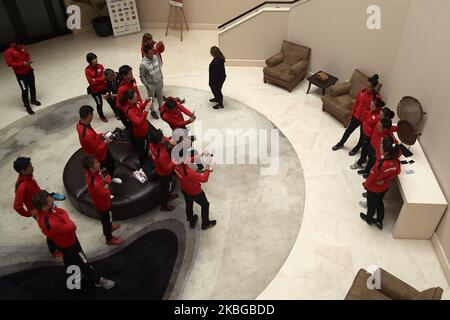 L'équipe japonaise pose aux photographes avant le qualificateur de la Fed Cup 2020 entre l'Espagne et le Japon au Centro de Tenis la Manga Club sur 06 février 2020 à Cartagena, Espagne. (Photo de Jose Breton/Pics action/NurPhoto) Banque D'Images