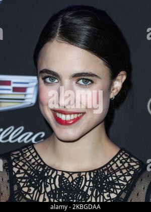 WEST HOLLYWOOD, LOS ANGELES, CALIFORNIE, États-Unis - FÉVRIER 06 : l'actrice Margaret Qualley arrive à la célébration des Oscars Cadillac 2020 qui s'est tenue au Château Marmont sur 6 février 2020 à West Hollywood, Los Angeles, Californie, États-Unis. (Photo par Xavier Collin/image Press Agency/NurPhoto) Banque D'Images