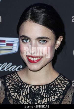 WEST HOLLYWOOD, LOS ANGELES, CALIFORNIE, États-Unis - FÉVRIER 06 : l'actrice Margaret Qualley arrive à la célébration des Oscars Cadillac 2020 qui s'est tenue au Château Marmont sur 6 février 2020 à West Hollywood, Los Angeles, Californie, États-Unis. (Photo par Xavier Collin/image Press Agency/NurPhoto) Banque D'Images