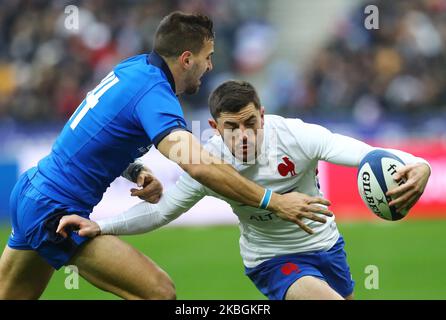 Mattia Bellini d'Italie et Anthony Bouthier de France pendant le match de rugby Guinness 6 Nations France / Italie au Stade de France à Paris, France sur 9 février 2020 (photo de Matteo Ciambelli/NurPhoto) Banque D'Images