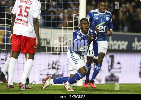 Majeed Waris, lors du match de football français L1 entre Strasbourg (RCSA) et Reims (SR), sur 9 février , 2020 au stade Meinau (photo d'Elyxandro Cegarra/NurPhoto) Banque D'Images