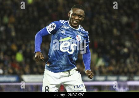 Majeed Waris, lors du match de football français L1 entre Strasbourg (RCSA) et Reims (SR), sur 9 février , 2020 au stade Meinau (photo d'Elyxandro Cegarra/NurPhoto) Banque D'Images