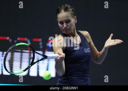 Kudermetova Veronika (Russie) lors d'un match contre Putintzeva Julia (Kazakstan) pour le tournoi de Trophée des dames 2020 à Saint-Pétersbourg, Russie, sur 11 février 2020. (Photo de Valya Egorshin/NurPhoto) Banque D'Images