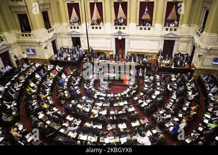 Le ministre argentin de l'économie, Martin Guzman, parle au Congrès de la situation économique du pays et du plan de dette sur 12 février 2020 à Buenos Aires, en Argentine. (Photo de MatÃ­as Baglietto/NurPhoto) Banque D'Images