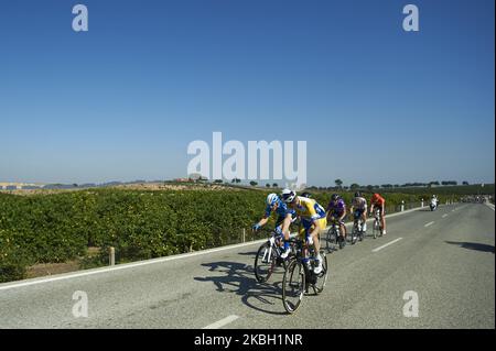 Aaron Verwilst de Belgique et Sport Vlaanderen - Baloise, Felix Grosschartner d'Autriche et Bora - Hansgrohe, Angel Madrazo Ruiz d'Espagne et Burgos - BH, Verza Riccardo d'Italie et Kometa Xstra Cycling Team pendant les 40th Vuelta a Murcia 2020, Étape 2 a 179,6 km étape de Santomera à Murcie 179,6 KM sur 15 février 2020 à Murcie, Espagne. (Photo de Jose Breton/Pics action/NurPhoto) Banque D'Images