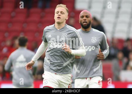 Donny van de Beek (Ajax) regarde pendant le montage Eredivisie 2019/20 entre AFC Ajax et RKC Waalwijk à l'aréna Johan Cruijff. (Photo de Federico Guerra Moran/NurPhoto) Banque D'Images