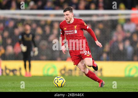 Andrew Robertson (26) de Liverpool lors du match de la Premier League entre Norwich City et Liverpool à Carrow Road, Norwich, le samedi 15th février 2020. (Photo de Jon Hobley/MI News/NurPhoto) Banque D'Images